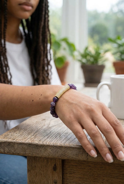 Amethyst Gemstone Raise the Bar Bracelet Ashley James Jewelry Design