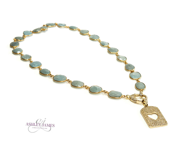 Aquamarine Bezel Necklace Ashley James Jewelry Design