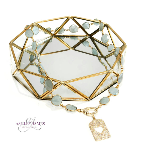 Aquamarine Bezel Necklace Ashley James Jewelry Design