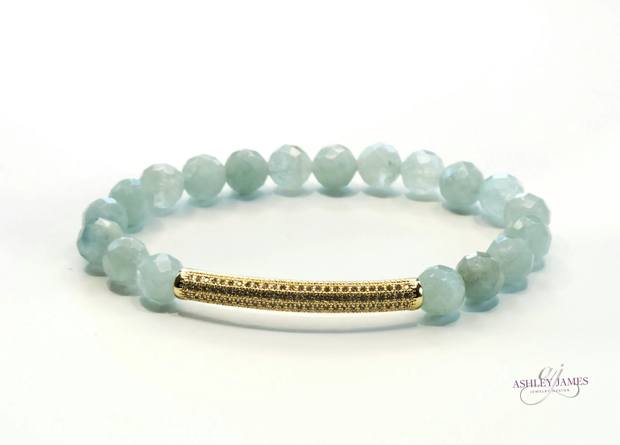 Aquamarine Gemstone Raise the Bar Bracelet Ashley James Jewelry Design