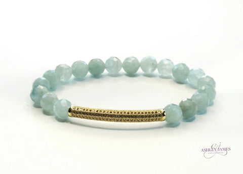 Aquamarine Gemstone Raise the Bar Bracelet Ashley James Jewelry Design