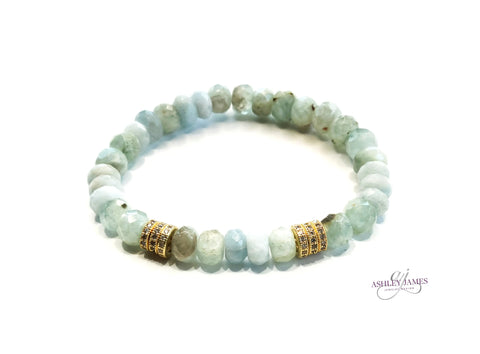 Aquamarine Gemstone and 6 Rondelle Bracelet Ashley James Jewelry Design