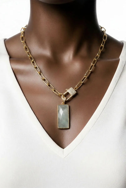 Aquamarine Gold Filled Chain Pendant Necklace Ashley James Jewelry Design