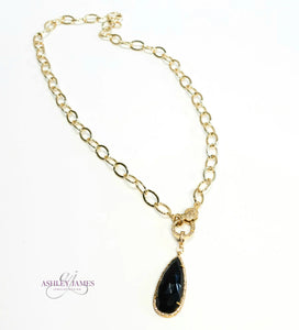 Black Onyx pendant chain necklace Ashley James Jewelry Design