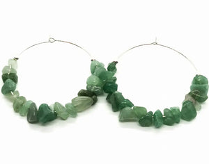 Green Aventurine Chip Hoop Earrings Ashley James Jewelry Design