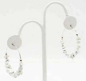 Howlite Gemstone Chip Hoop Earrings Ashley James Jewelry Design