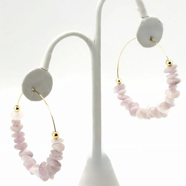 Kunzite Gemstone Nugget Hoop Earrings Ashley James Jewelry Design