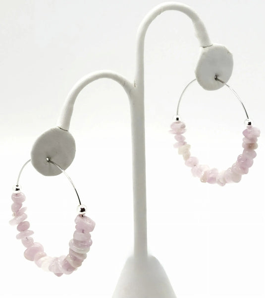 Kunzite Gemstone Nugget Hoop Earrings Ashley James Jewelry Design