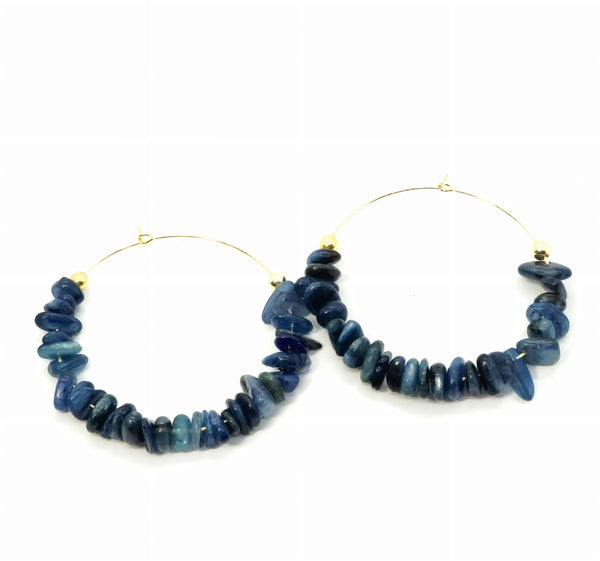 Kyanite Chip Hoop Earrings Ashley James Jewelry Design