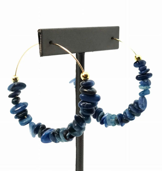 Kyanite Chip Hoop Earrings Ashley James Jewelry Design