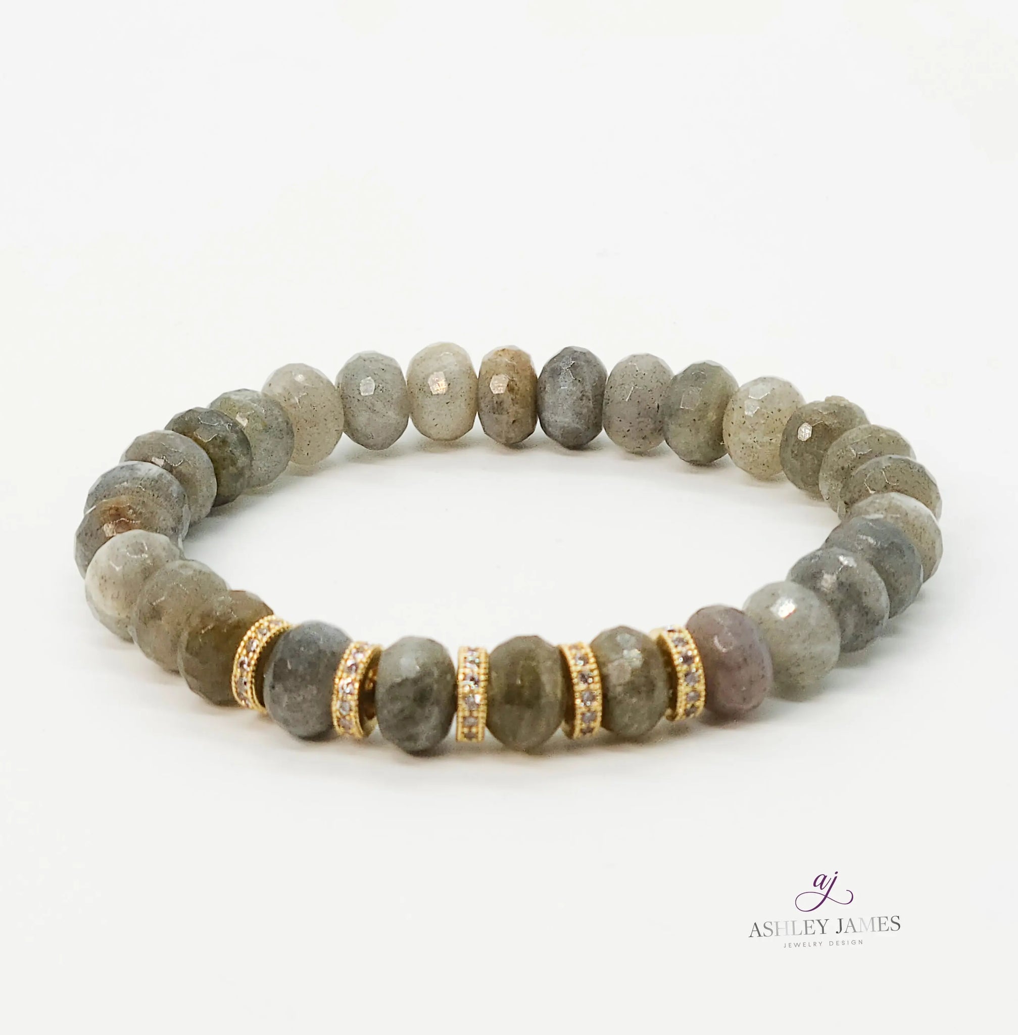 Labradorite Gemstone Rondelle Bracelet Ashley James Jewelry Design