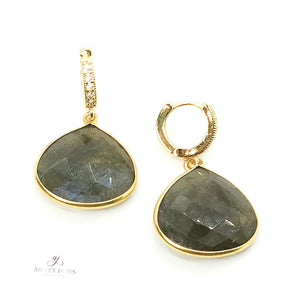 Labradorite Huggie Earrings Ashley James Jewelry Design