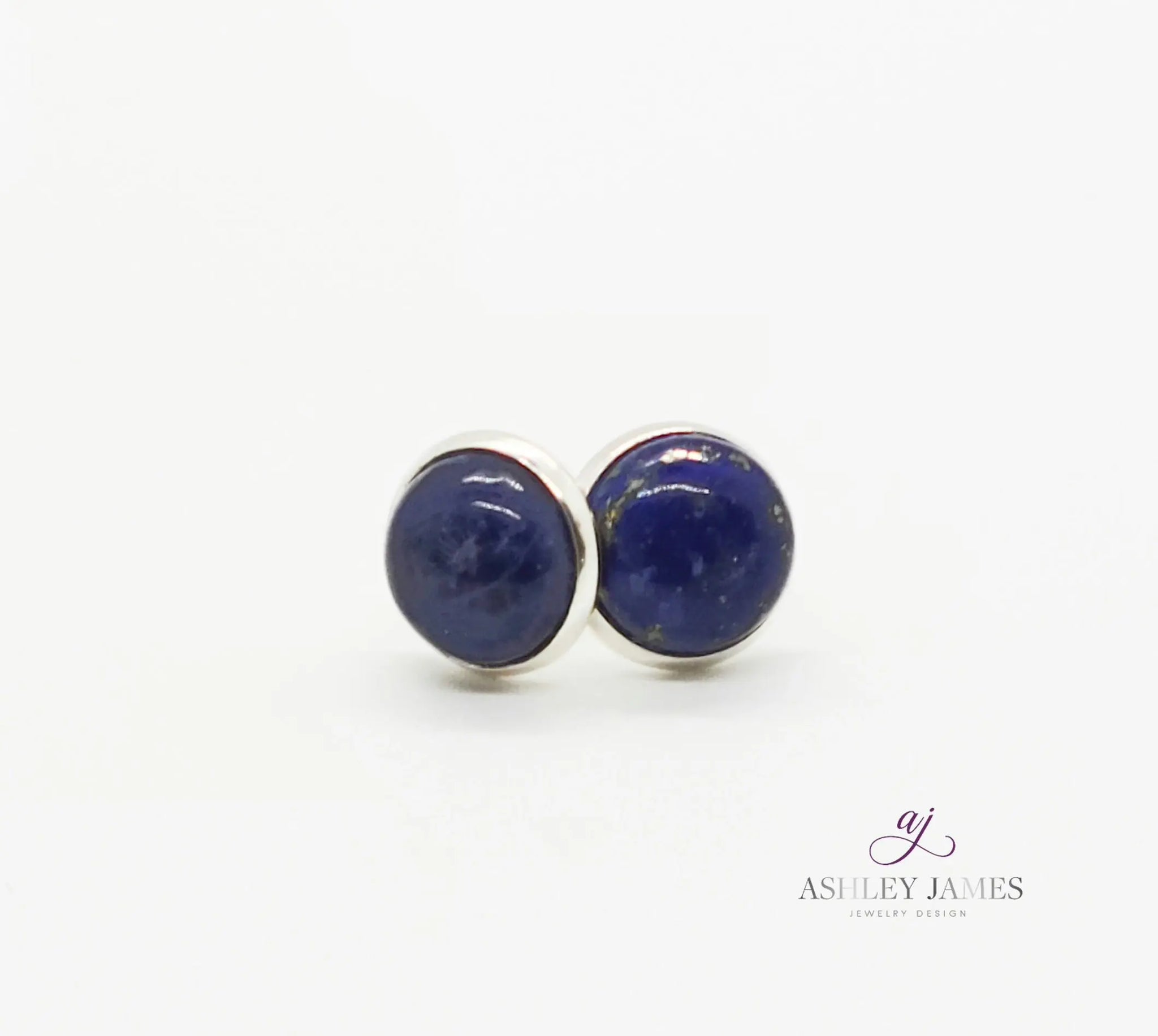 Lapis Lazuli Gemstone Stud Earrings Ashley James Jewelry Design