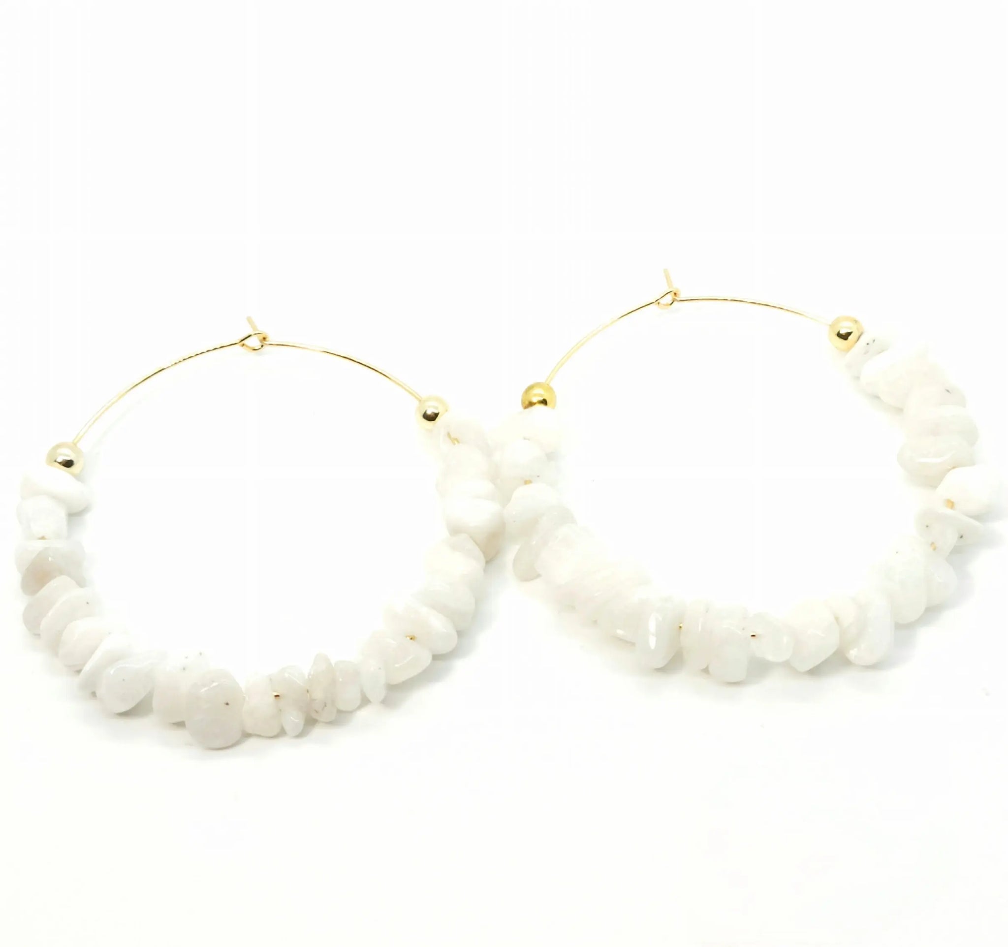 Moonstone Chip Hoop Earrings Ashley James Jewelry Design