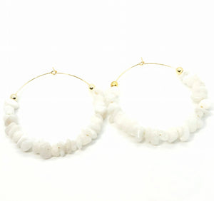 Moonstone Chip Hoop Earrings Ashley James Jewelry Design