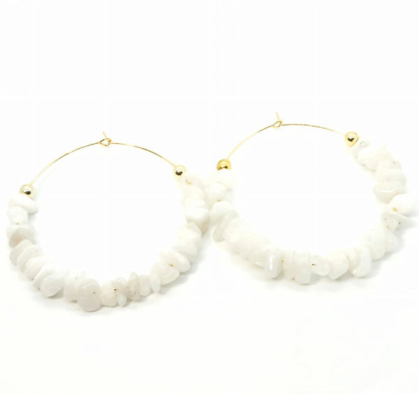 Moonstone Chip Hoop Earrings Ashley James Jewelry Design