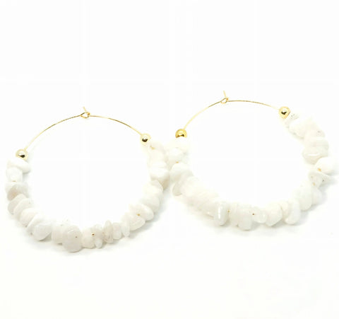 Moonstone Chip Hoop Earrings Ashley James Jewelry Design