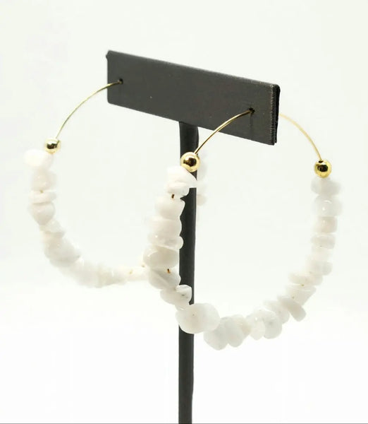 Moonstone Chip Hoop Earrings Ashley James Jewelry Design