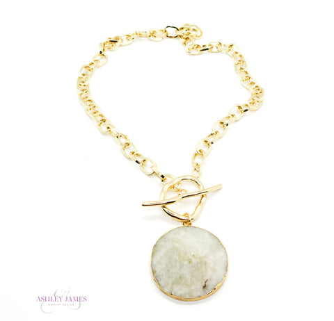 Moonstone Circle Pendant Necklace Ashley James Jewelry Design