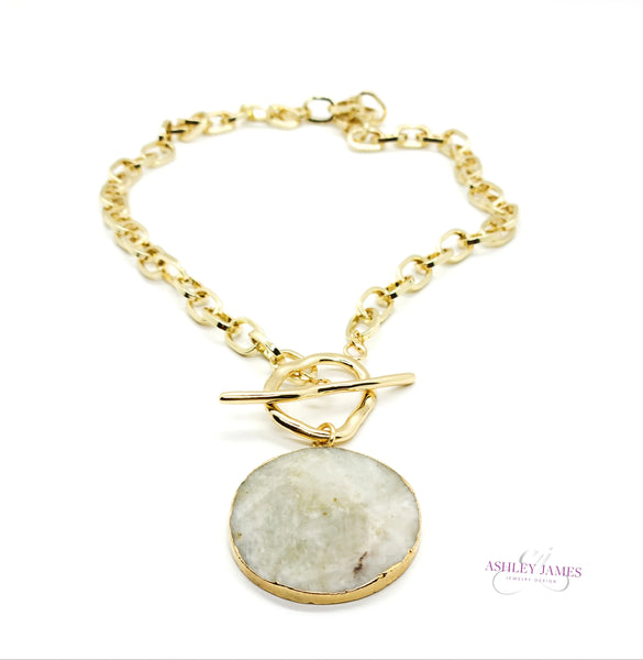 Moonstone Circle Pendant Necklace Ashley James Jewelry Design