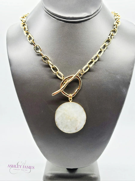 Moonstone Circle Pendant Necklace Ashley James Jewelry Design