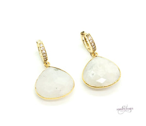 Moonstone Huggie Earrings Ashley James Jewelry Design