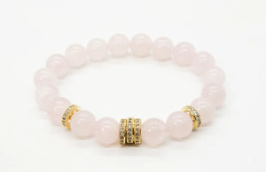 Rose Quartz Pave Rondelle Bracelet Ashley James Jewelry Design