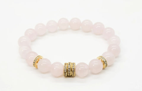 Rose Quartz Pave Rondelle Bracelet Ashley James Jewelry Design