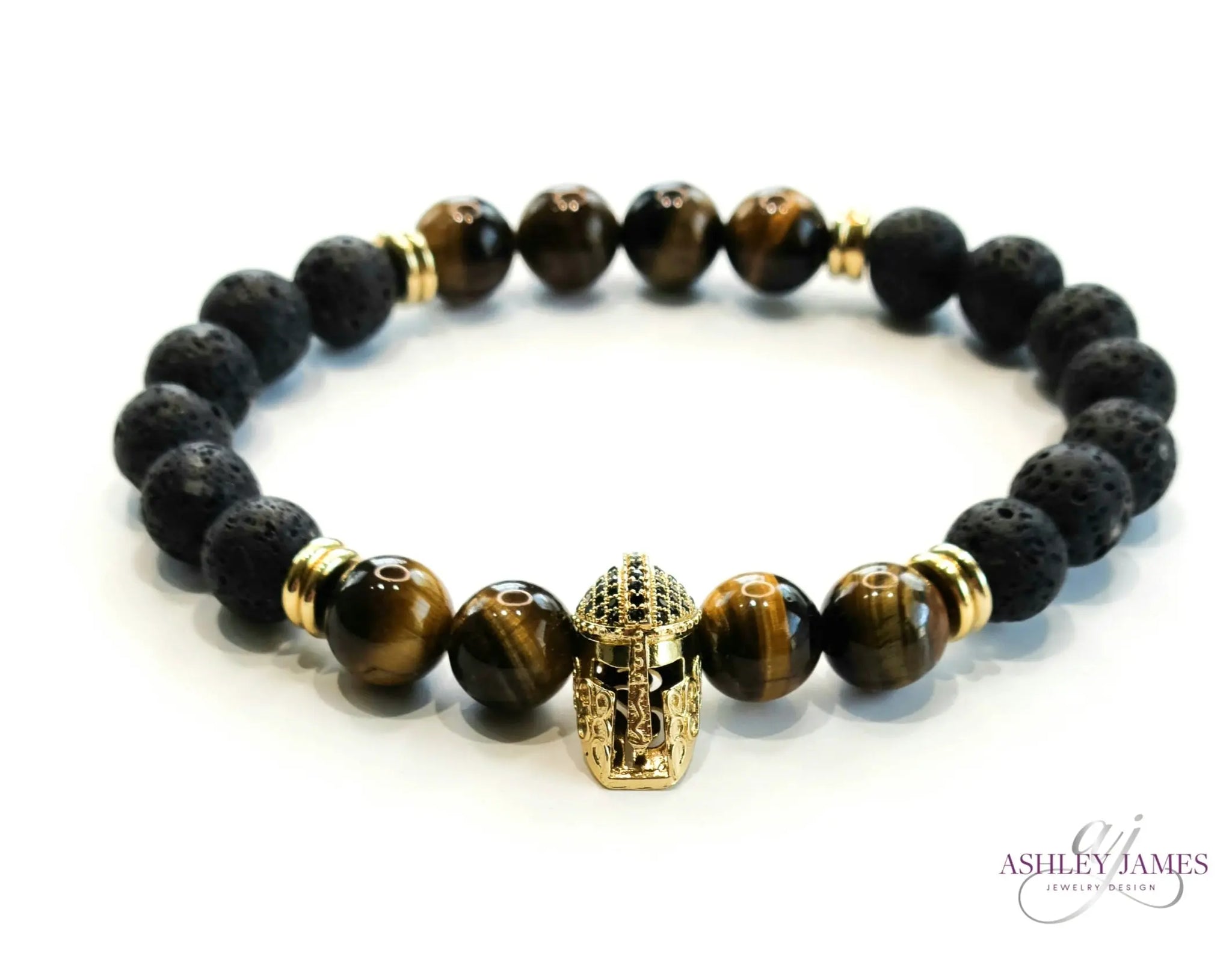 Tiger Eye Warrior Men's Bracelet Ashley James Jewelry Design