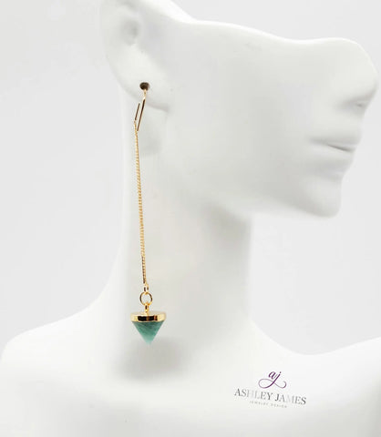 Amazonite Gemstone Ear Threader Earrings - Ashley James Jewelry Design