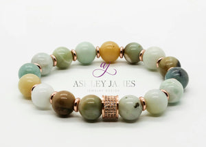 Amazonite Gemstone Infinity Bracelet - Ashley James Jewelry Design