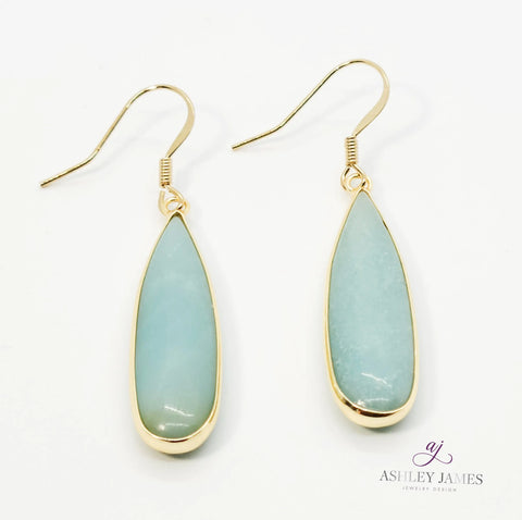 Amazonite Long Drop Earrings - Ashley James Jewelry Design