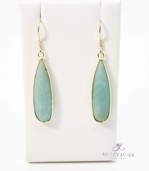 Amazonite Long Drop Earrings - Ashley James Jewelry Design