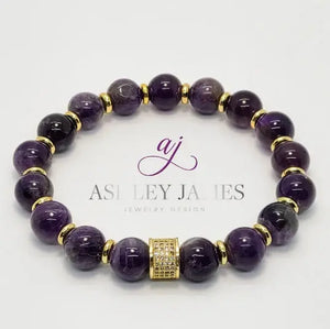 Amethyst Gemstone Infinity Bracelet - Ashley James Jewelry Design