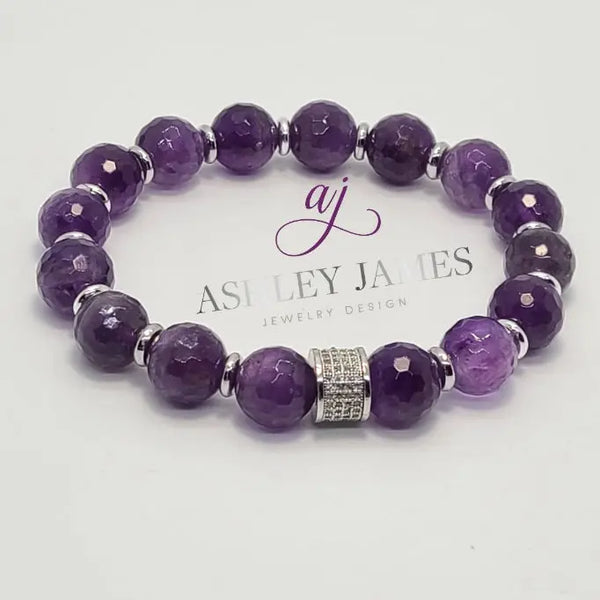 Amethyst Gemstone Infinity Bracelet - Ashley James Jewelry Design