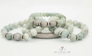 Aquamarine Gemstone Bracelet Set - Ashley James Jewelry Design