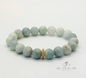 Aquamarine Gemstone Halo Bracelet - Ashley James Jewelry Design