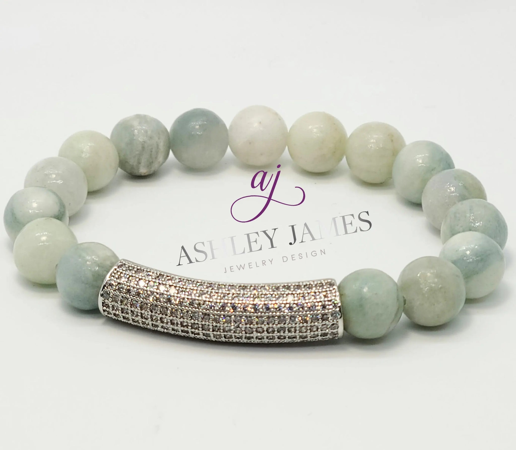 Aquamarine Gemstone Raise the Bar Bracelet - Ashley James Jewelry Design