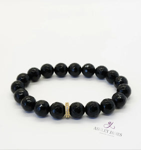 Black Onyx Gemstone Halo Bracelet - Ashley James Jewelry Design