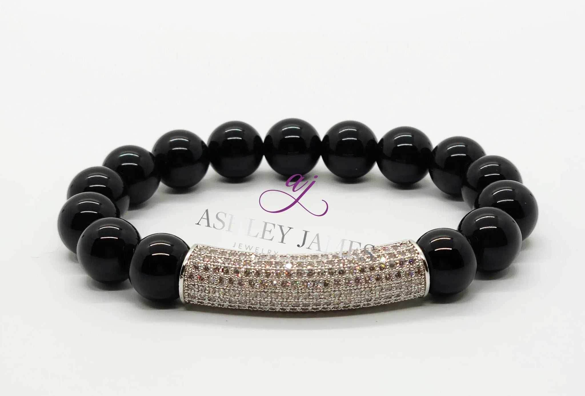 Black Onyx Gemstone Raise the Bar Bracelet - Ashley James Jewelry Design