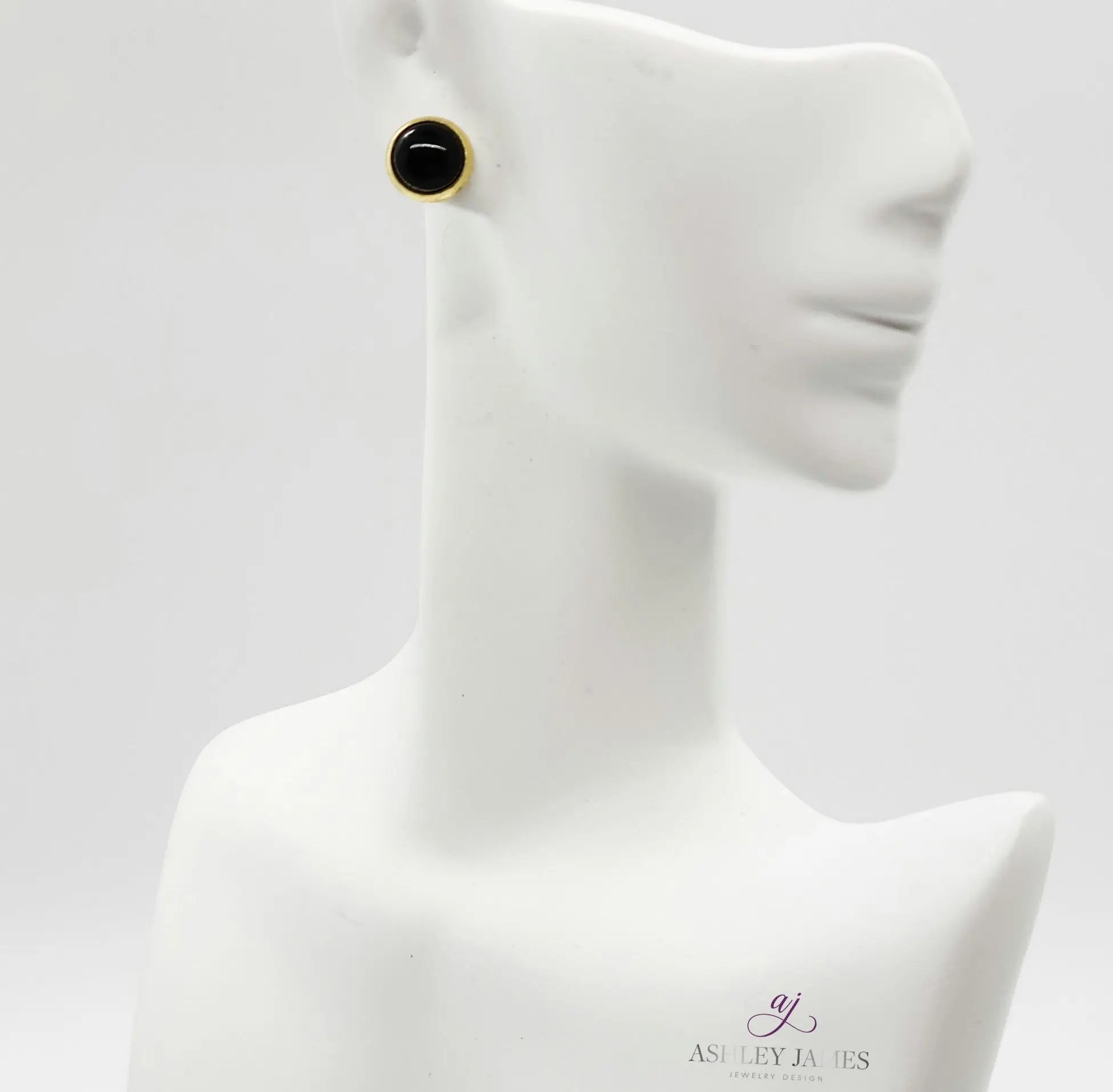 Black Onyx Gemstone Stud Earrings - Ashley James Jewelry Design