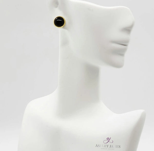 Black Onyx Gemstone Stud Earrings - Ashley James Jewelry Design