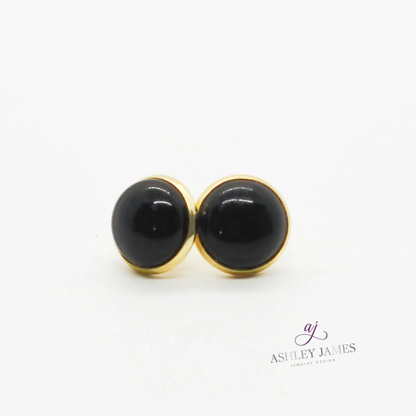 Black Onyx Gemstone Stud Earrings Ashley James Jewelry Design