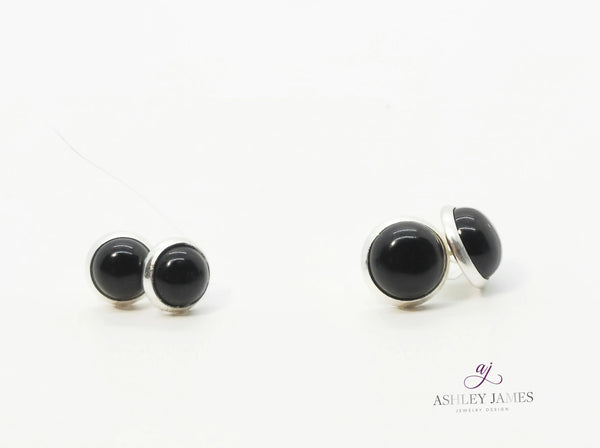 Black Onyx Gemstone Stud Earrings Ashley James Jewelry Design