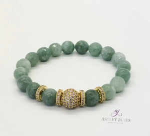 Burma Jade Gemstone Disco Rondelle Bracelet - Ashley James Jewelry Design