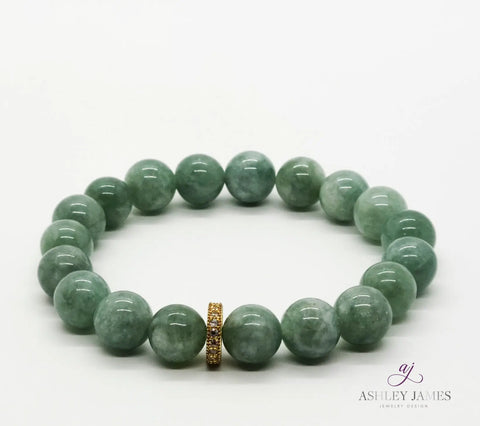 Burma Jade Gemstone Halo Bracelet - Ashley James Jewelry Design