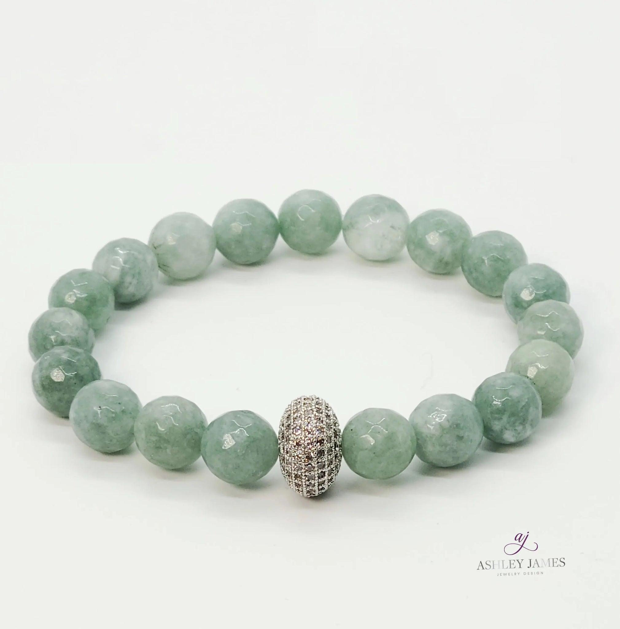 Burma Jade large pave donut bracelet Ashley James Jewelry Design