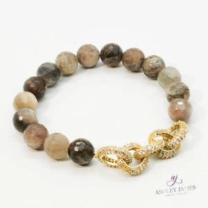 Chocolate Moonstone Chained Bracelet - Ashley James Jewelry Design