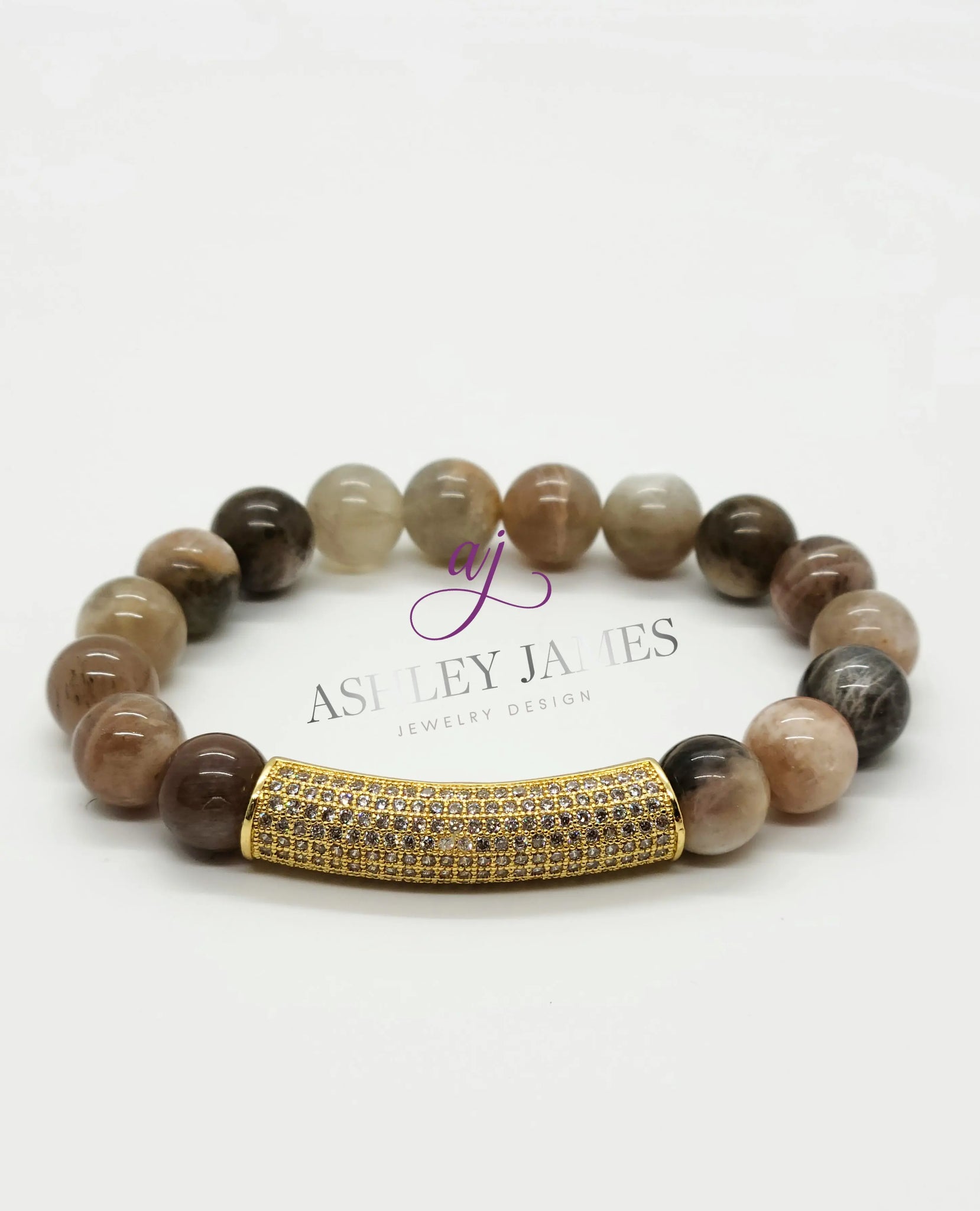 Chocolate Moonstone Gemstone Raise the Bar Bracelet - Ashley James Jewelry Design