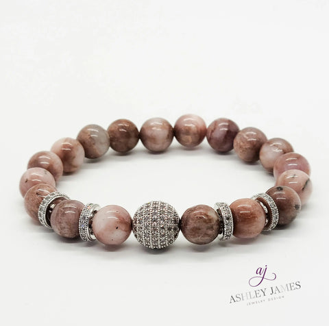 Dark Kunzite Gemstone Disco Rondelle Bracelet - Ashley James Jewelry Design